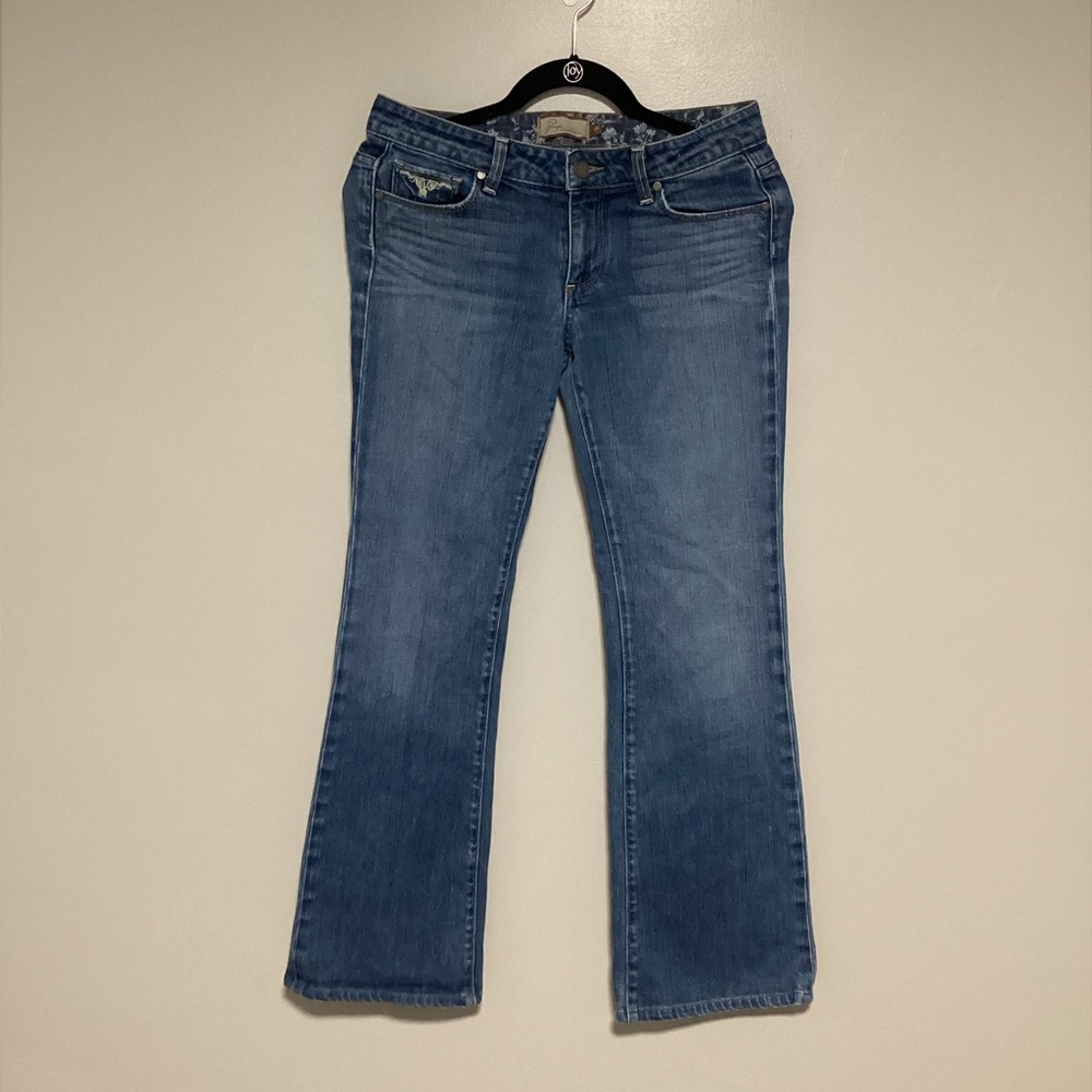 Paige Premium Denim Hollywood Hills Jean Women Size 28 Blue Embroidered Boot Cut